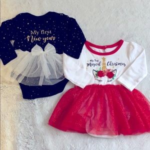 2pc SET - Holiday Tulle Skirt Bodysuits